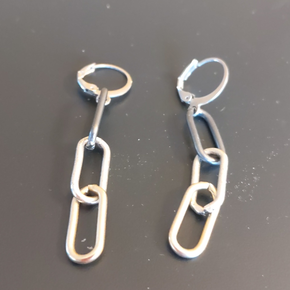 2 Earrings - 3 Chain & Clear Crystal Cross